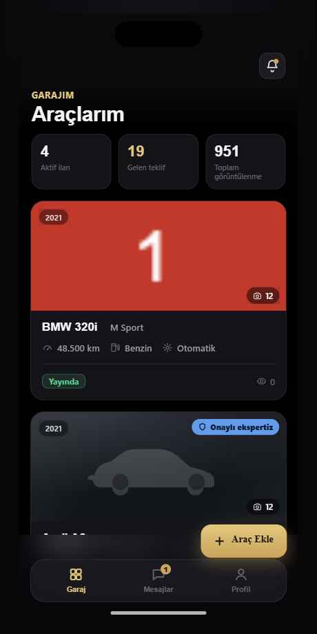 Satıcının garaj ekranı: ilanlarım listesi